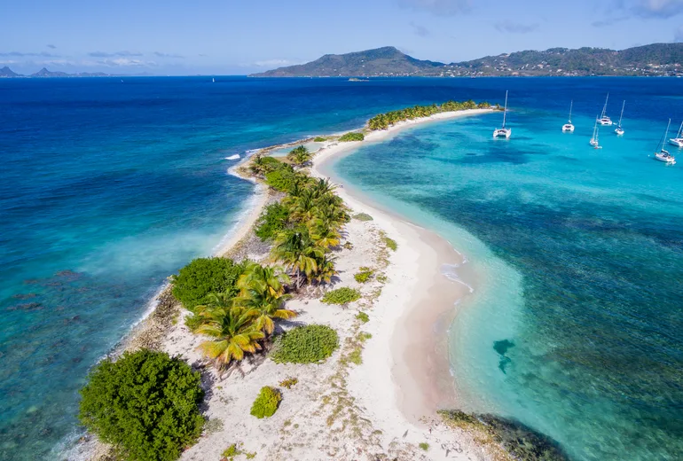 Yachts anchored off Sandy Island near Carriacou, Grenada